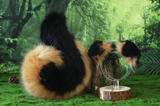 Black Blonde Shepherd dog tail and ear faux fur Splicing Shiba Inu dog ear and tail anime cosplay therian puppy ear and tail butt plug dog kemonomimi