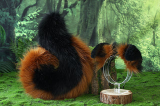Black brown Shepherd dog tail and ear faux fur Splicing Shiba Inu dog ear and tail butt plug anime cosplay therian puppy ear and tail dog kemonomimi