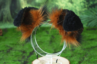 Black brown Shepherd dog tail and ear faux fur Splicing Shiba Inu dog ear and tail butt plug anime cosplay therian puppy ear and tail dog kemonomimi