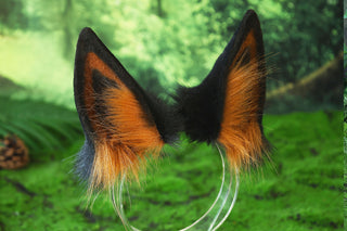 Black brown faux fur shepherd dog tail and ear set Shiba Inu dog ear and tail anime cosplay therian puppy ear tail puppy girl kemonomimi gear puppy tail butt plug