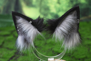 Black gray faux fur wolf ear and tail alsatian wolf dog cosplay german shepherd dog tail and ear shiba Inu dog ears and tail butt plug puppy therian puppy kemonomimi