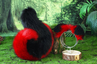 Black red Shepherd dog tail and ear faux fur Splicing Shiba Inu dog ear and tail anime cosplay therian puppy ear and tail butt plug dog kemonomimi