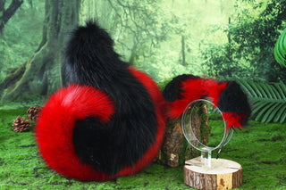 Black red Shepherd dog tail and ear faux fur Splicing Shiba Inu dog ear and tail anime cosplay therian puppy ear and tail butt plug dog kemonomimi
