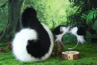Black white Shepherd dog tail and ear faux fur Splicing Shiba Inu dog ear and tail anime cosplay therian puppy ear and tail butt plug dog kemonomimi