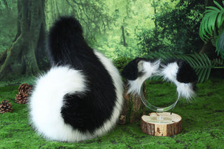 Black white Shepherd dog tail and ear faux fur Splicing Shiba Inu dog ear and tail anime cosplay therian puppy ear and tail butt plug dog kemonomimi