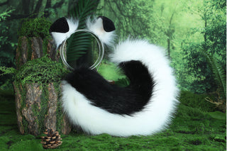 Black white shepherd dog tail and ear set Shiba Inu dog ear and tail plug set animal cosplay petplay puppy ear and tail set puppy girl kemonomimi