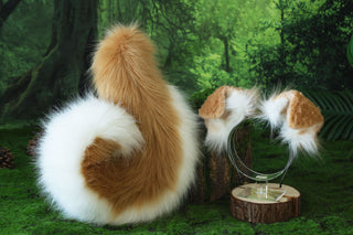 Blonde white Shepherd dog tail and ear faux fur Splicing Shiba Inu dog ear and tail butt plug anime cosplay therian puppy ear and tail dog kemonomimi
