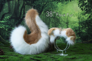 Blonde white Shepherd dog tail and ear faux fur Splicing Shiba Inu dog ear and tail butt plug anime cosplay therian puppy ear and tail dog kemonomimi