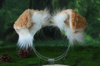 Blonde white Shepherd dog tail and ear faux fur Splicing Shiba Inu dog ear and tail butt plug anime cosplay therian puppy ear and tail dog kemonomimi