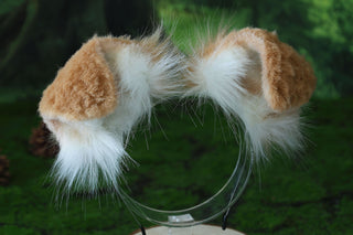 Blonde white Shepherd dog tail and ear faux fur Splicing Shiba Inu dog ear and tail butt plug anime cosplay therian puppy ear and tail dog kemonomimi