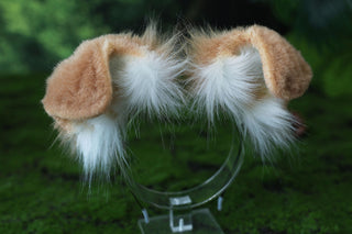 Blonde white Shepherd dog tail and ear faux fur Splicing Shiba Inu dog ear and tail butt plug anime cosplay therian puppy ear and tail dog kemonomimi