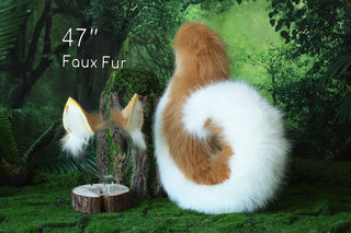 Blonde faux fur puppy ear and tail shepherd dog tail and ear set Shiba Inu dog ear and tail butt plug set animal cosplay petplay puppy kemonomimi