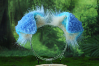 Blue beige shepherd dog tail and ear set Shiba Inu dog ear and tail plug set dog tail animal cosplay petplay puppy ear and tail set puppy tail halloween