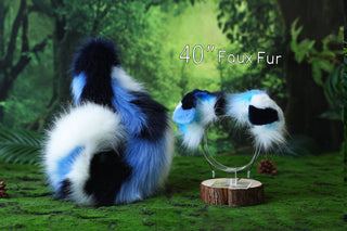 Blue calico Shepherd dog tail and ear brown faux fur Splicing Shiba Inu dog ear and tail butt plug puppy ear and tail dog kemonomimi anime cosplay therian