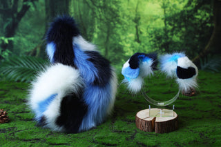 Blue calico Shepherd dog tail and ear brown faux fur Splicing Shiba Inu dog ear and tail butt plug puppy ear and tail dog kemonomimi anime cosplay therian