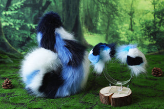 Blue calico Shepherd dog tail and ear brown faux fur Splicing Shiba Inu dog ear and tail butt plug puppy ear and tail dog kemonomimi anime cosplay therian