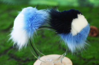 Blue calico Shepherd dog tail and ear brown faux fur Splicing Shiba Inu dog ear and tail butt plug puppy ear and tail dog kemonomimi anime cosplay therian