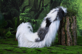 Blue merle border collie dog tail and ear realistic faux fur dog ear and tail anime cosplay therian puppy ear and tail dog kemonomimi furry