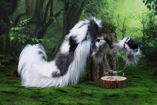 Blue merle border collie dog tail and ear realistic faux fur dog ear and tail anime cosplay therian puppy ear and tail dog kemonomimi furry