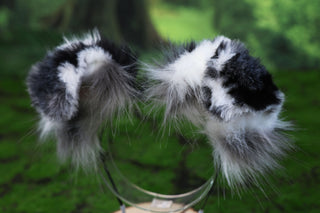 Blue merle border collie dog tail and ear realistic faux fur dog ear and tail anime cosplay therian puppy ear and tail dog kemonomimi furry