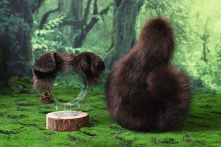 Brown Shepherd dog tail and ear faux fur Splicing Shiba Inu dog ear and tail butt plug anime cosplay therian puppy ear and tail dog kemonomimi