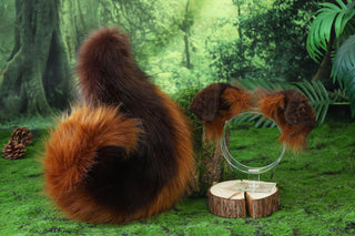 Brown Shepherd dog tail and ear faux fur Splicing Shiba Inu dog ear and tail butt plug anime cosplay therian puppy ear and tail dog kemonomimi