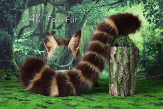 Brown blonde faux fur cat tail and ears injured kitten ears and tail butt plug kemonomimi kittenplay therian anime cosplay role play halloween gifts