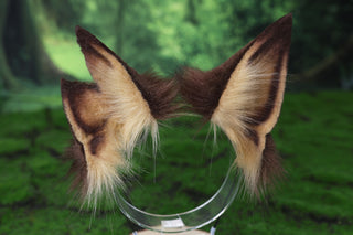 Brown blonde faux fur cat tail and ears injured kitten ears and tail butt plug kemonomimi kittenplay therian anime cosplay role play halloween gifts