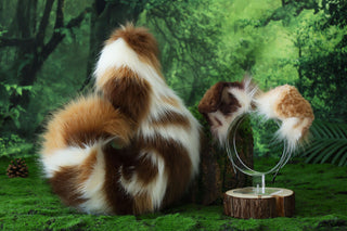 Calico Shepherd dog tail and ear brown faux fur Splicing Shiba Inu dog ear and tail butt plug puppy ear and tail dog kemonomimi anime cosplay therian