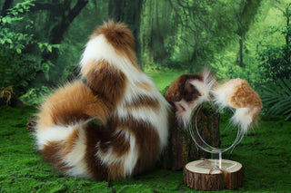Calico Shepherd dog tail and ear brown faux fur Splicing Shiba Inu dog ear and tail butt plug puppy ear and tail dog kemonomimi anime cosplay therian