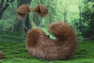 Brown faux fur shepherd dog tail and ear set Shiba Inu dog ear and tail butt plug furry anime cosplay therian puppy ear tail puppy kemonomimi fursuit