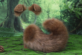 Brown faux fur shepherd dog tail and ear set Shiba Inu dog ear and tail butt plug furry anime cosplay therian puppy ear tail puppy kemonomimi fursuit