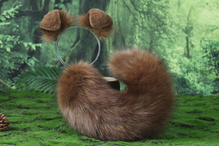 Brown faux fur shepherd dog tail and ear set Shiba Inu dog ear and tail butt plug furry anime cosplay therian puppy ear tail puppy kemonomimi fursuit