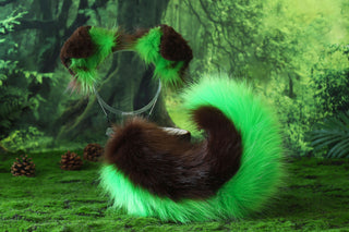 Brown green shepherd dog tail and ear Shiba Inu dog ear and tail butt plug dog tail animal cosplay petplay puppy ear and tail set puppy kemonomimi
