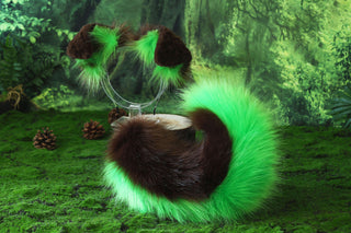 Brown green shepherd dog tail and ear Shiba Inu dog ear and tail butt plug dog tail animal cosplay petplay puppy ear and tail set puppy kemonomimi