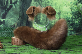 Brown shepherd dog tail and ear Shiba Inu dog ear and tail butt plug animal cosplay petplay puppy ears and tail kemonomimi puppy play therian fursuit