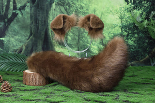 Brown shepherd dog tail and ear Shiba Inu dog ear and tail butt plug animal cosplay petplay puppy ears and tail kemonomimi puppy play therian fursuit