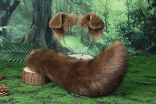 Brown shepherd dog tail and ear Shiba Inu dog ear and tail butt plug animal cosplay petplay puppy ears and tail kemonomimi puppy play therian fursuit