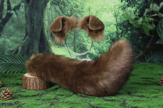 Brown shepherd dog tail and ear Shiba Inu dog ear and tail butt plug animal cosplay petplay puppy ears and tail kemonomimi puppy play therian fursuit