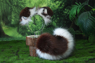 Brown white shepherd dog tail and ear set Shiba Inu dog ear and tail plug set dog tail animal cosplay petplay puppy ear and tail set puppy tail halloween