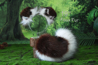 Brown white shepherd dog tail and ear set Shiba Inu dog ear and tail plug set dog tail animal cosplay petplay puppy ear and tail set puppy tail halloween