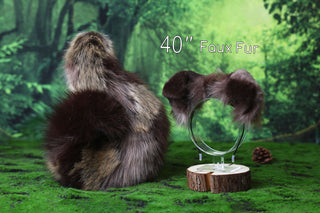 Calico Shepherd dog tail and ear brown faux fur Splicing Shiba Inu dog ear and tail butt plug puppy ear and tail dog kemonomimi anime cosplay therian