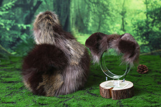 Calico Shepherd dog tail and ear brown faux fur Splicing Shiba Inu dog ear and tail butt plug puppy ear and tail dog kemonomimi anime cosplay therian