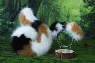 Calico faux fur shepherd dog tail and ear Splicing Shiba Inu dog ear and tail butt plug dog anime cosplay therian puppy ear tail dog girl kemonomimi puppy