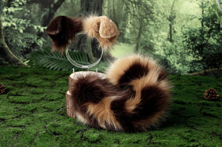 Calico shepherd dog tail and ear realistic splicing faux fur shiba Inu dog ear and tail anime cosplay therian puppy ear and tail kemonomimi