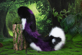 Dark purple faux fur cat tail and ear kitten tail butt plug kemonomimi anime cosplay therian fox ears and tail wolf therian kitten role play halloween gift