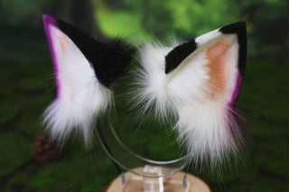 Dark purple faux fur cat tail and ear kitten tail butt plug kemonomimi anime cosplay therian fox ears and tail wolf therian kitten role play halloween gift