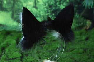Faux fur 3 tailed kitsune tail and ear set black white 3 fox tail and ears kitten ear and tail set wolf ear and tail anime cosplay role play