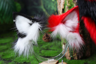 Faux fur calico cat tail and ear kitten kemonomimi anime cosplay therian fox ears and tail wolf therian kitten role play halloween gift