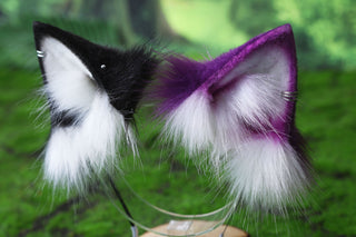 Faux fur calico cat tail and ear kitten kemonomimi anime cosplay therian fox ears and tail wolf therian kitten role play halloween gift